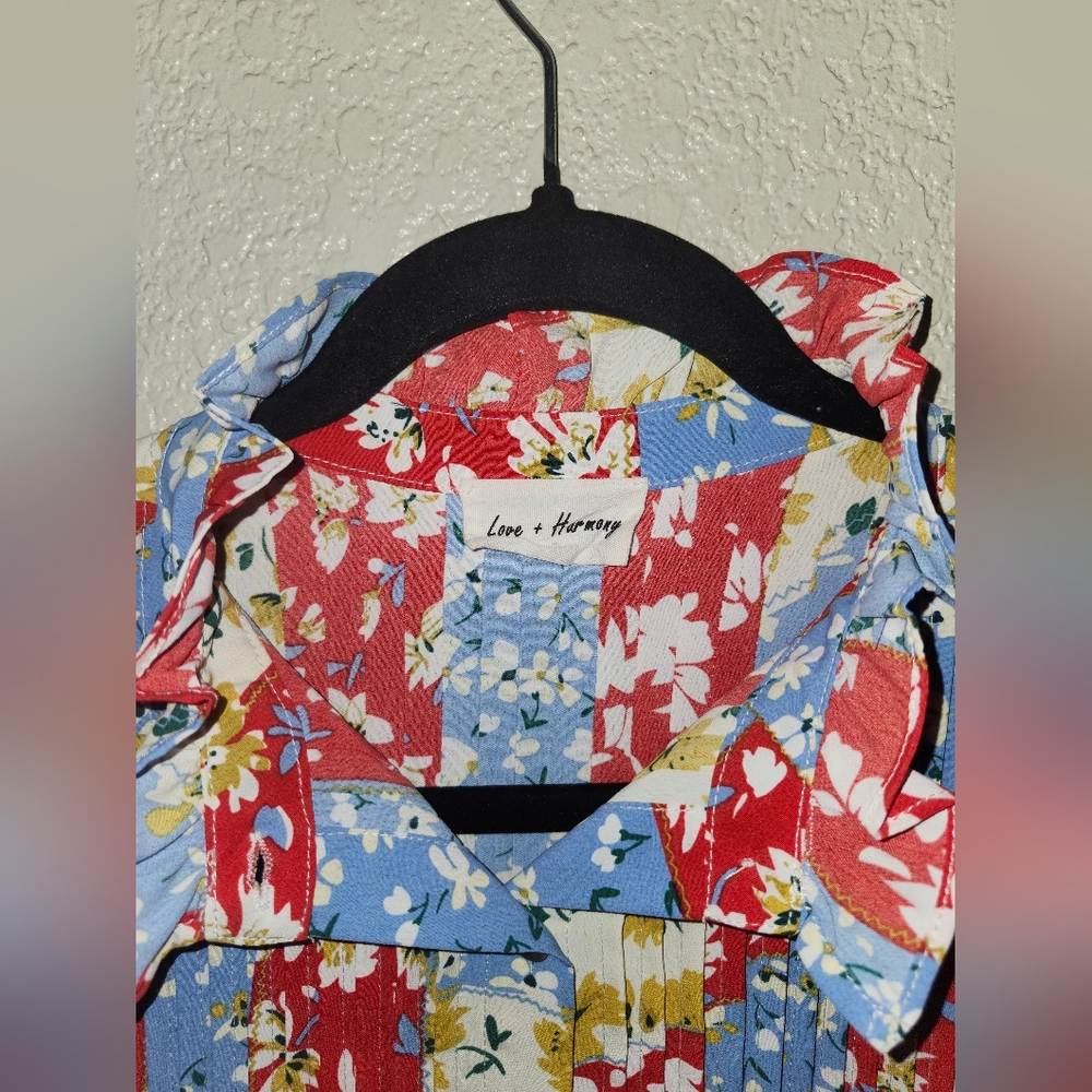 Multi-Color Floral Patchwork Mini Dress - Picture 7 of 14